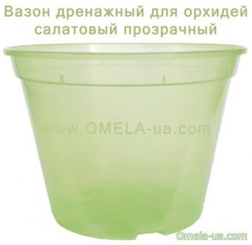 Вазон Орхідея дренажний 12 * 9, 0.68л (салатовий-прозорий)