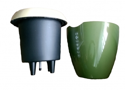 Квітковий горщик Calimera A1 d-35см, (темний беж + темний-зелений) (dark ivory + green with glitter)