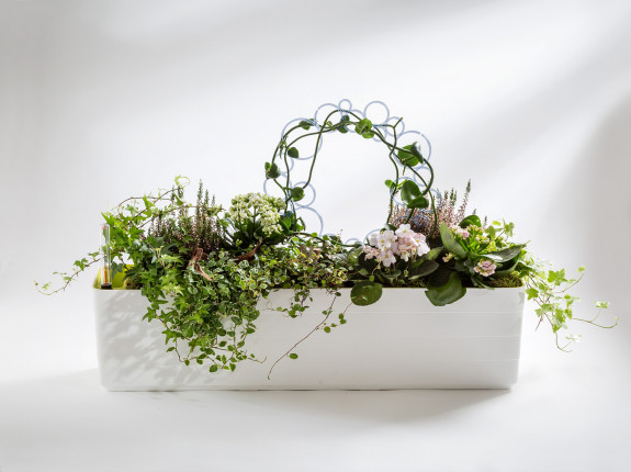 Квітковий горщик Berberis 80 см (белий + зелений) (white + green)