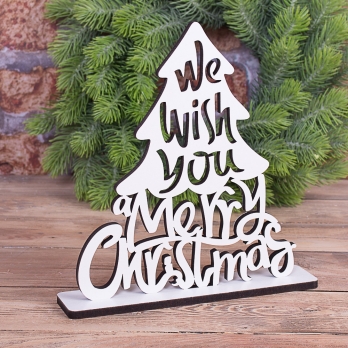 3D статуетка ялинка We wish you біла, 20 см (4884)