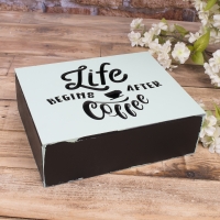 3D коробка салатова Life begins after coffe (3584)