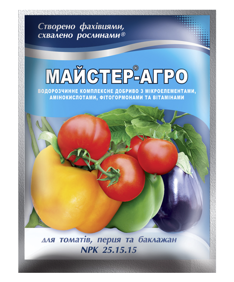 Ф-Майстер-Агро для томатів, перцю та баклажанів (N:P:K, 25:15:15) 100г