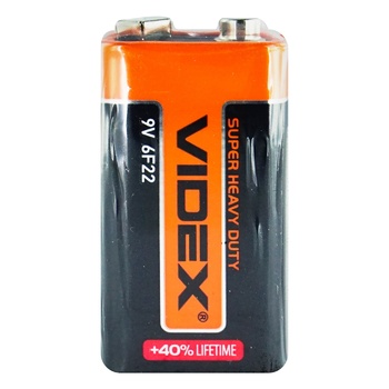 Батарейка сольова Videx 6F22/9V, Крона, помаранчева, 1 шт