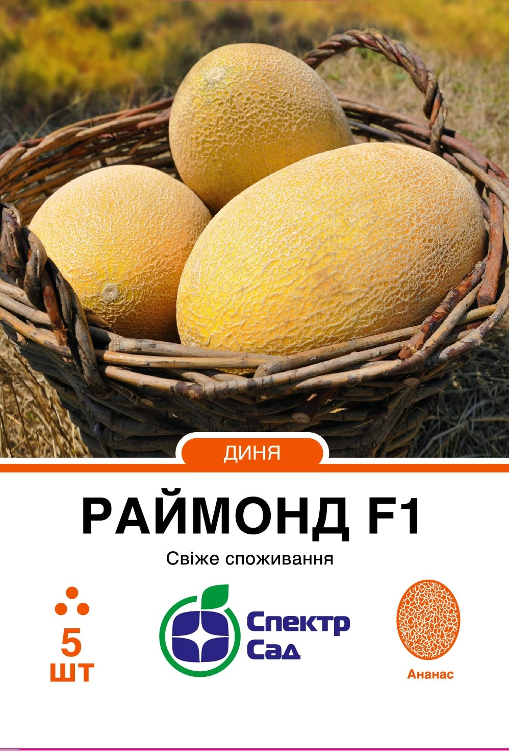Диня Раймонд, тип ананас, 5 шт Спектр Сад (Нідерланди)